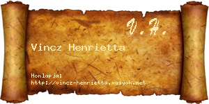 Vincz Henrietta névjegykártya